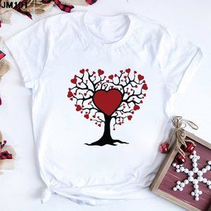 Summer Harajuku Korean Women's Tshirt Fashion Bicycle Love Print Woman T Shi